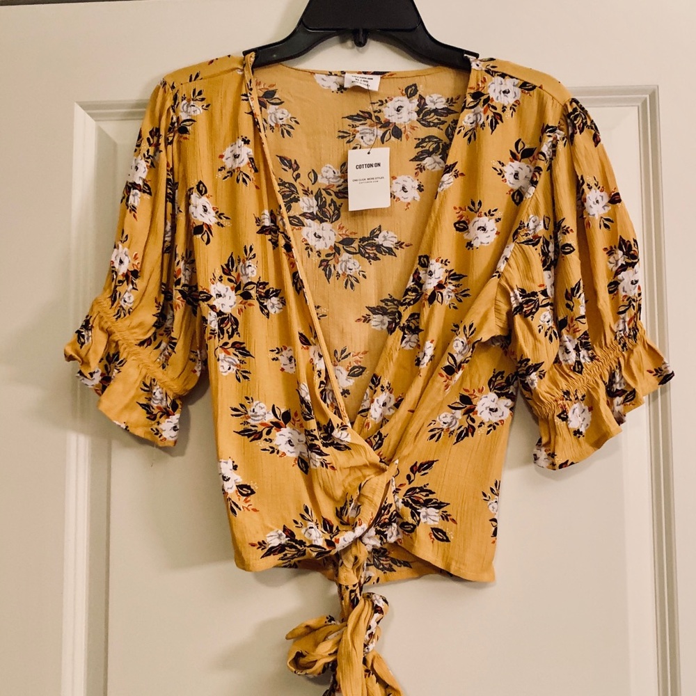 Yellow Floral Cropped Top